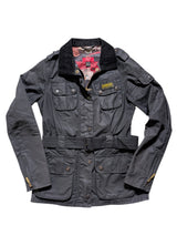Barbour x Paul Smith Ladies International Belted Waxed Jacket S/4 US Black Cotton