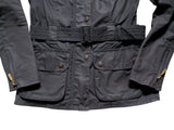 Barbour x Paul Smith Ladies International Belted Waxed Jacket S/4 US Black Cotton