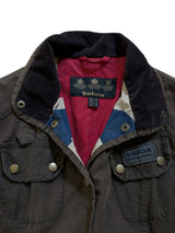 Barbour Ladies Vintage International Belted Waxed Jacket M/6 US Brown Cotton