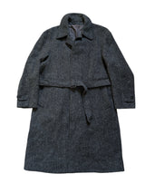 Vintage Burton Belted Balmacaan Raglan Coat M/40R Charcoal Flecked Herringbone Heavy Wool