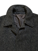 Vintage Burton Belted Balmacaan Raglan Coat M/40R Charcoal Flecked Herringbone Heavy Wool