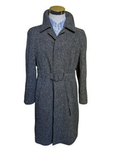 Vintage Burton Belted Balmacaan Raglan Coat M/40R Charcoal Flecked Herringbone Heavy Wool