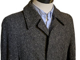 Vintage Burton Belted Balmacaan Raglan Coat M/40R Charcoal Flecked Herringbone Heavy Wool