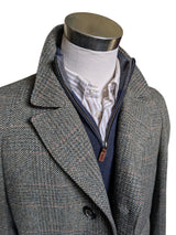 Vintage Lockerby Scottish Tweed Raglan Coat M/40 Earthy Grey Wool