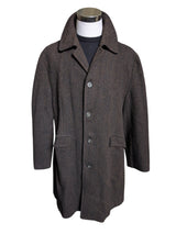 Vintage Harris Tweed Half Raglan Coat 44R-46R Brown Herringbone Wool