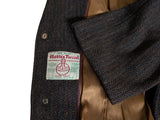 Vintage Harris Tweed Half Raglan Coat 44R-46R Brown Herringbone Wool