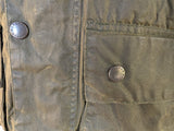 Vintage Barbour Coat S 36S Olive Green Gamefair Waxed Cotton