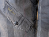 Barbour Jacket M Earthy Grey Plaid Prestbury Waxed Cotton Rare