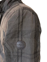 Barbour Jacket M Earthy Grey Plaid Prestbury Waxed Cotton Rare