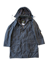 Vintage Barbour Coat M Midnight Hooded Border Waxed Cotton