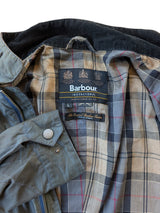 Barbour Motorcycle Jacket L Olive Blue-Green Enfield Light Waxed Cotton