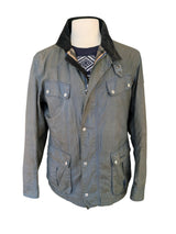 Barbour Motorcycle Jacket L Olive Blue-Green Enfield Light Waxed Cotton