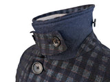 Paul Smith Coat M Navy/Grey Check Wool Blend