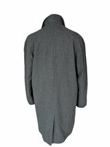 Vintage John Collier Balmacaan Raglan Coat 42/44R Grey Grey with Brown Check Wool