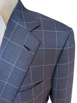 Brioni Sport Coat 41/42R Dark Blue Check 2-Button Cashmere/Silk