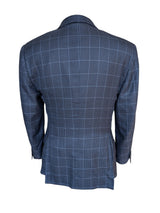Brioni Sport Coat 41/42R Dark Blue Check 2-Button Cashmere/Silk