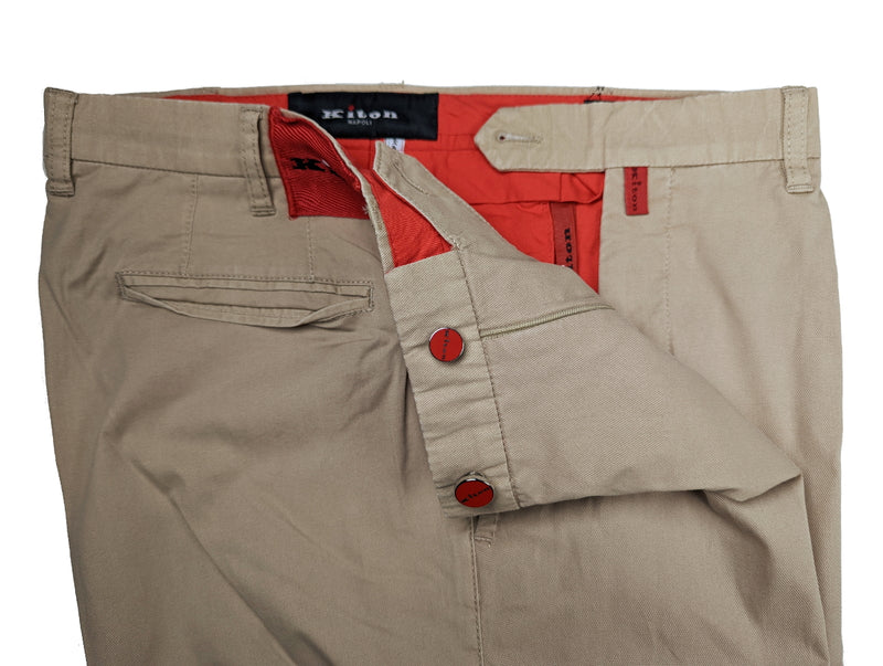 Kiton Trousers 36/37 Light Tan Cotton Stretch DMG