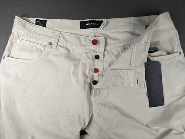 Kiton Jeans 42 Light Stone Beige Cotton Stretch DMG