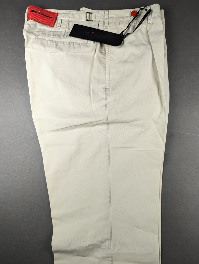 Kiton Trousers 37/38 Light Beige Pleated Side adjusters Cotton DMG