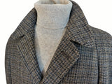 Vintage Dunn & Co. Harris Tweed Balmacaan Raglan Coat M/L Earthy Grey Check Wool
