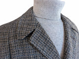 Vintage Dunn & Co. Harris Tweed Balmacaan Raglan Coat M/L Earthy Grey Check Wool