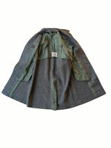 Vintage Dunn & Co. Harris Tweed Balmacaan Raglan Coat M/L Earthy Grey Check Wool