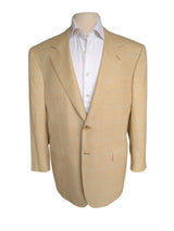 Brioni Sport Coat 44R Pale Yellow Windowpane 2-Button Wool