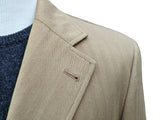 Fay Coat L Tan Herringbone 3-Button Heavy Cotton