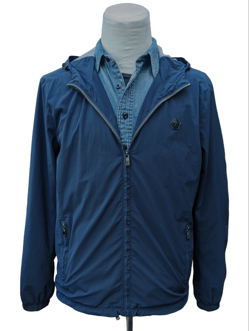Z Zegna Hooded Jacket M Navy Blue Polyester