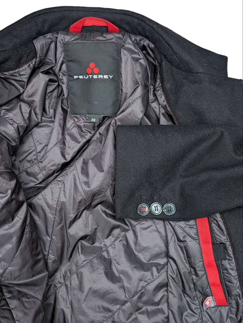 Peuterey Car Coat M/50 Black Soft Wool Blend