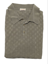 Cruciani Polo Knit Shirt M Checkered Taupe Silk/Cotton
