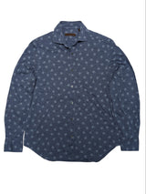 Corneliani Sport Shirt 15.5/M Washed Blue Cotton Pique