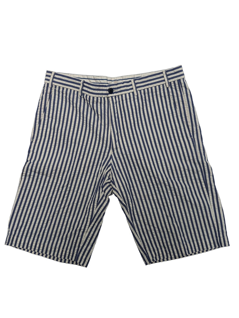 Paul & Shark Shorts 32 Blue/White Seersucker Stripes Pure Cotton