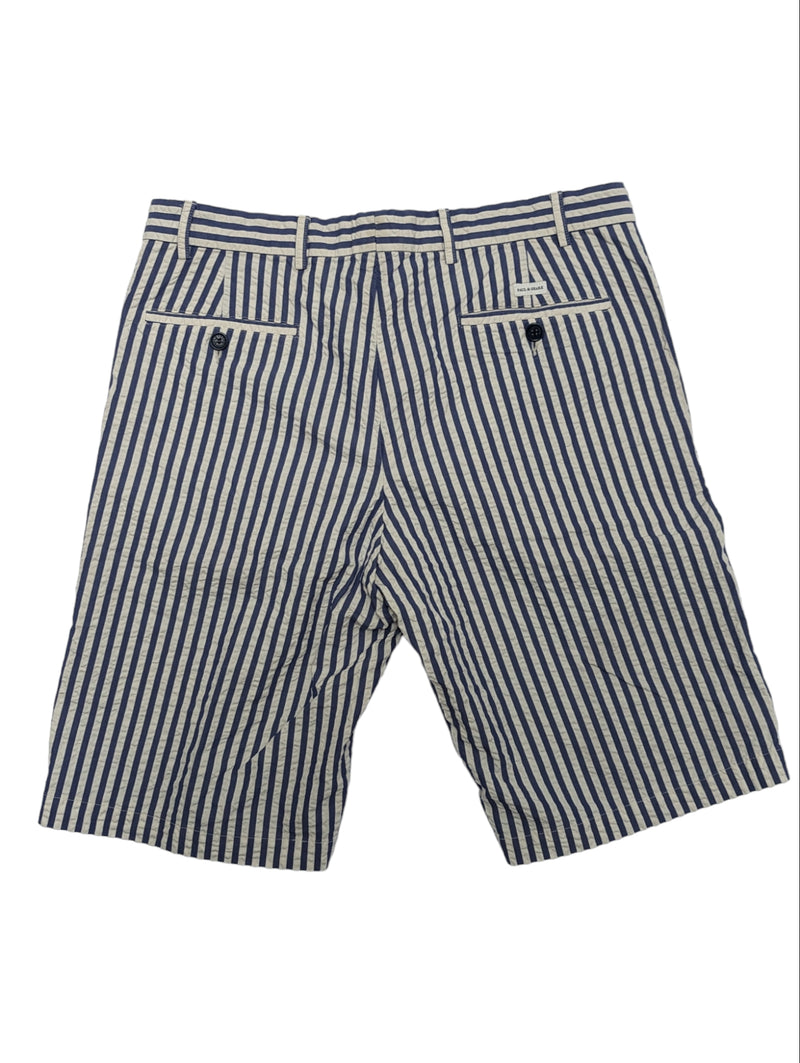 Paul & Shark Shorts 32 Blue/White Seersucker Stripes Pure Cotton