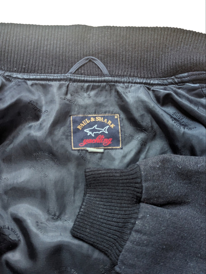 Paul & Shark Bomber Jacket M/L Greyish Blue Wool Blend