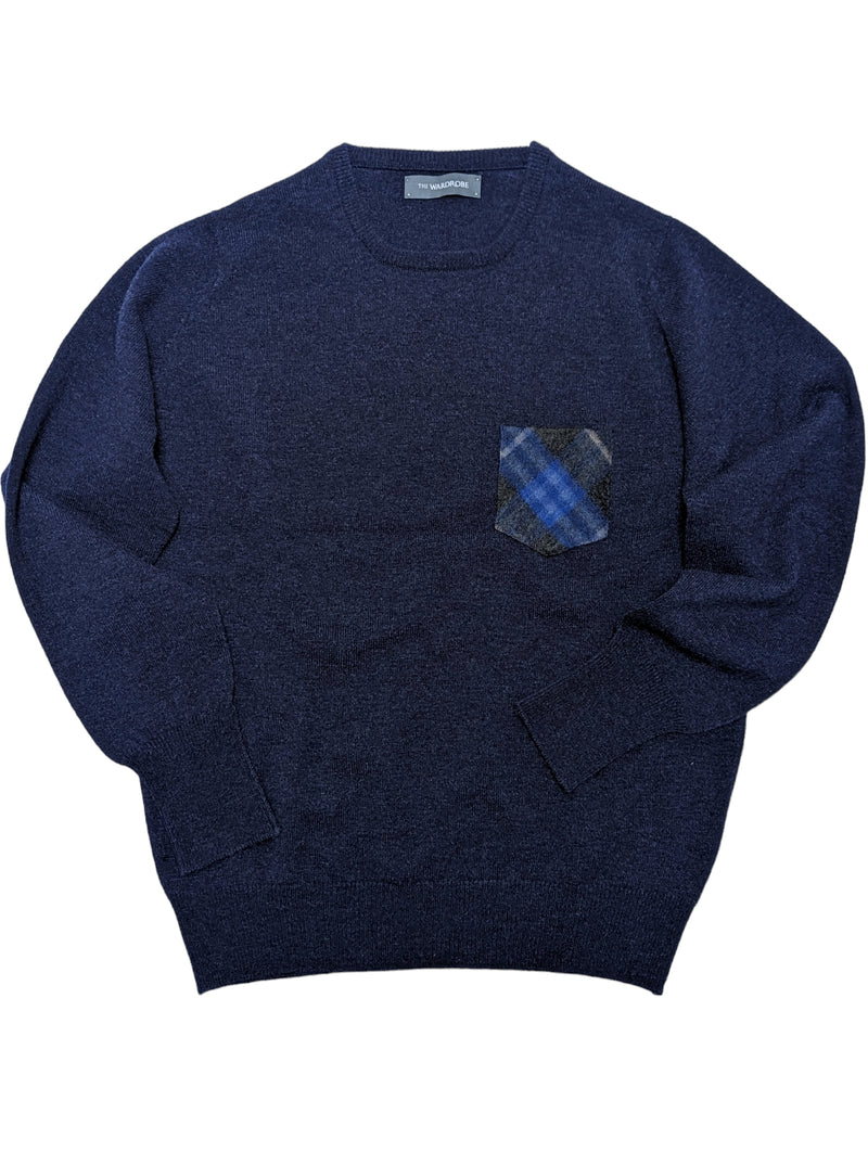 The Wardrobe Burberry Sweater Blue heather Crew neck Lambswool eHABERDASHER