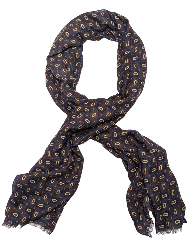 Battisti Scarf Navy Geometric Modal/Cashmere whisper