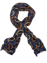 Battisti Scarf Navy Blue Paisleys Modal/Cashmere whisper