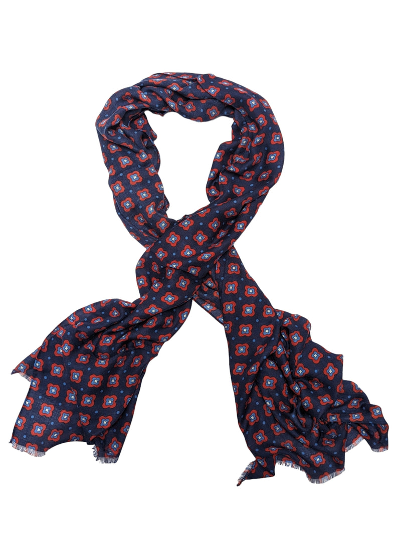 Battisti Scarf Navy blue Floret/Dot Modal/Cashmere whisper