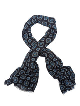 Battisti Scarf Navy Squared Medallions Modal/Cashmere whisper