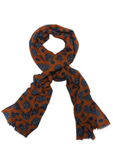 Battisti Scarf Burnt Orange Squared Medallions Modal/Cashmere whisper