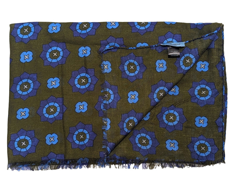 Battisti Scarf Olive Green Star Medallions Modal/Cashmere whisper
