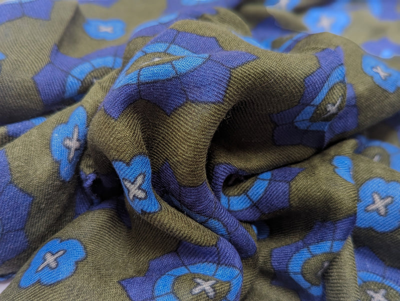 Battisti Scarf Olive Green Star Medallions Modal/Cashmere whisper