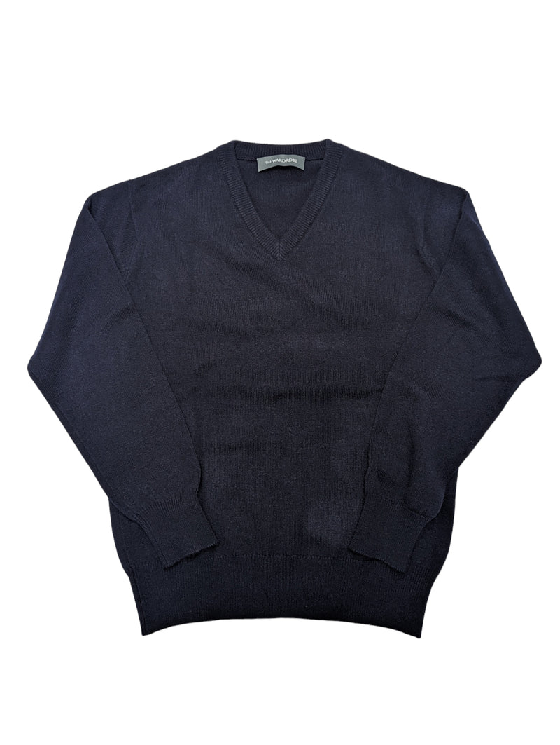 The Wardrobe Sweater S Navy V-neck Pure Cashmere