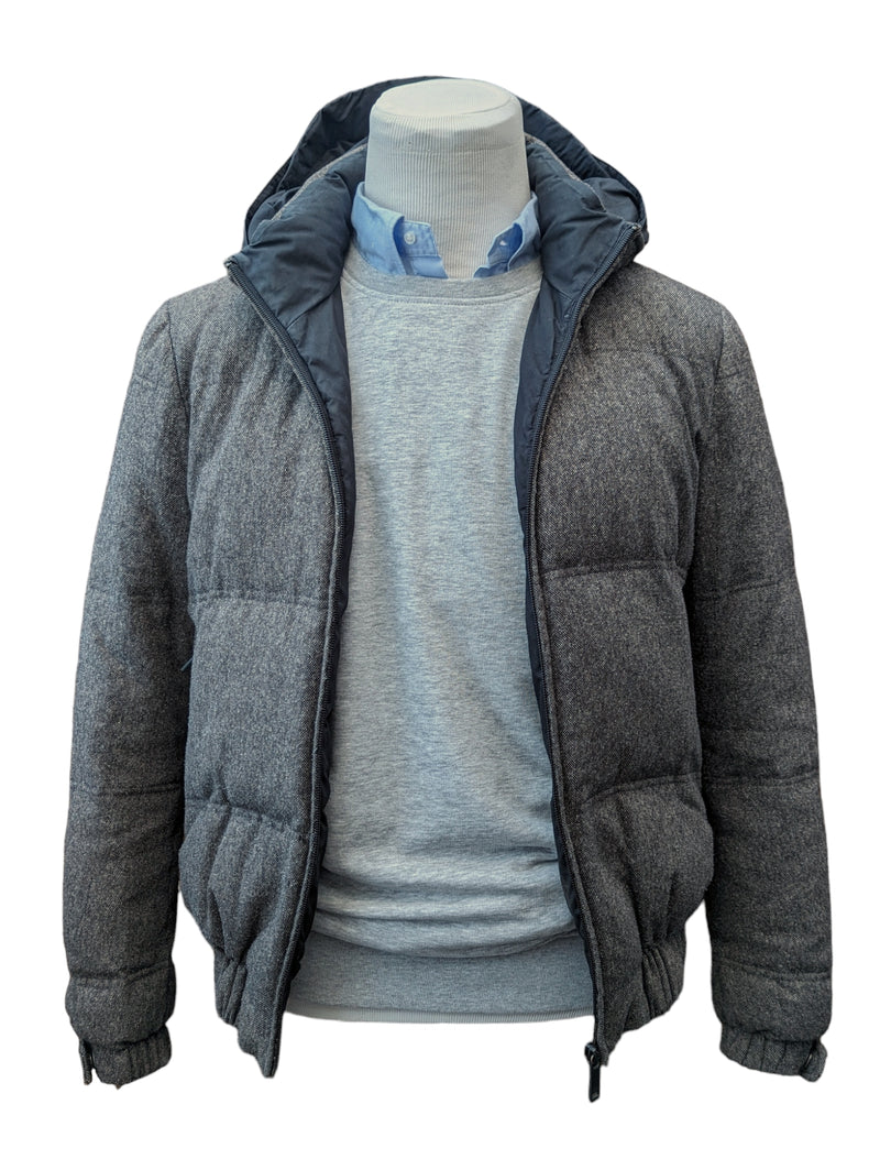 Z Zegna Down Jacket S/M Grey Donegal  Wool Blend
