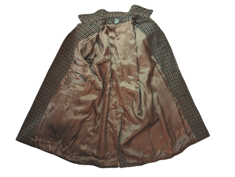 Vintage Tweed Balmacaan Coat 42R Tan Bold Check 3-button