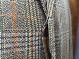 Vintage Dunn & Co. Tweed Balmacaan Trench Coat 40/42 Earthy Sage Plaid 3-button pure wool