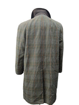 Vintage Dunn & Co. Tweed Balmacaan Trench Coat 40/42 Earthy Sage Plaid 3-button pure wool