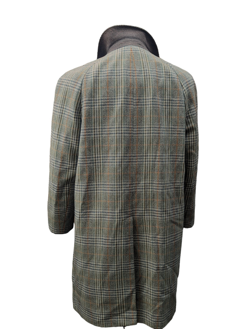 Vintage Dunn & Co. Tweed Balmacaan Trench Coat 40/42 Earthy