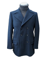 Chester Barrie Pea Coat 44R Midnight Check Pure Heavy Wool